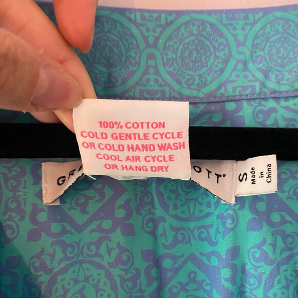 Gretchen Scott Blue Viviers Tiered Maxi Dress Short Sleeve Flowy Cotton Small - Picture 11 of 11